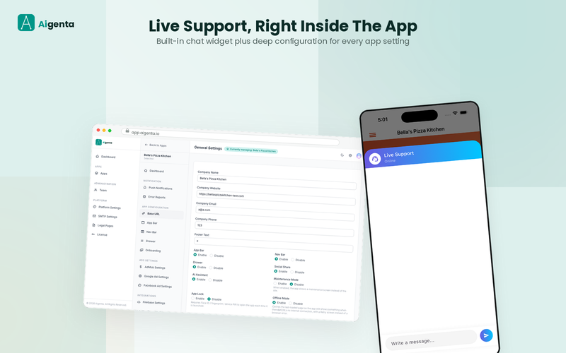 Support and settings